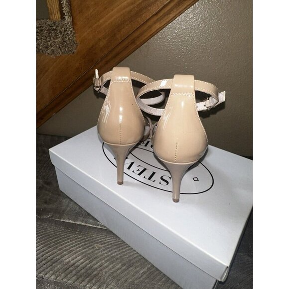 Steve Madden Sillly Beige Patent Women's Ankle Strap Sandals N5355 Size 7 - Picture 4 of 6